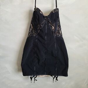 Bebe One Strap Halter Removable Bustier Corset Style Black Dress Size M